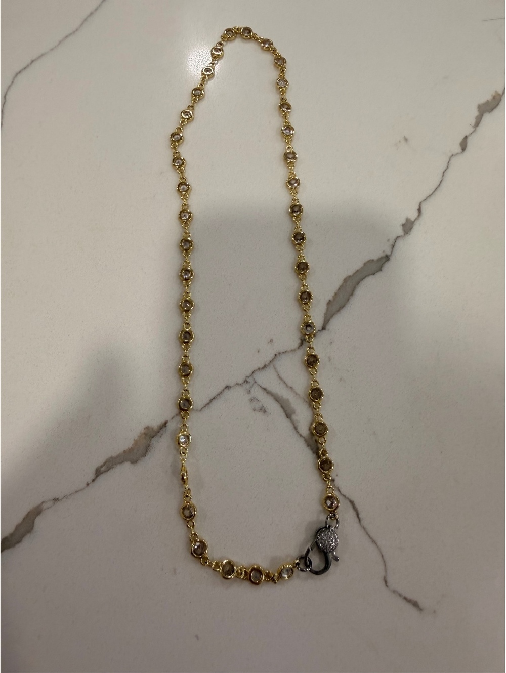 Lumi bezel 18 inch gold over brass necklace